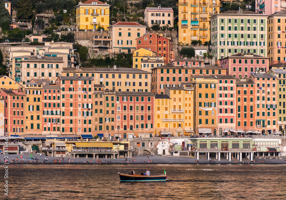Naklejka premium The colored houses of Camogli seen from the sea