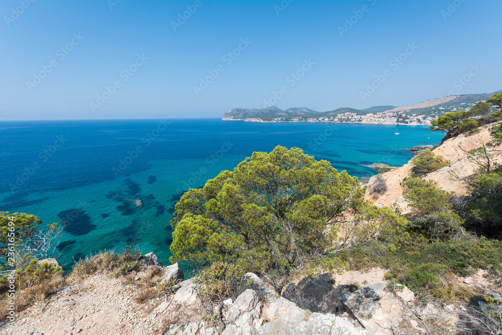 Peguera, Cala Fornells, Mallorca, Spain - July 24, 2013: View of Peguera and Cala Fornells from the side of Santa Ponsa