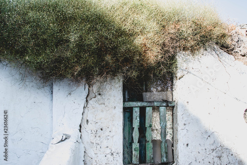 Old wooden window in Andalusian village of Casares. Casares. Andalusia. Spain. 