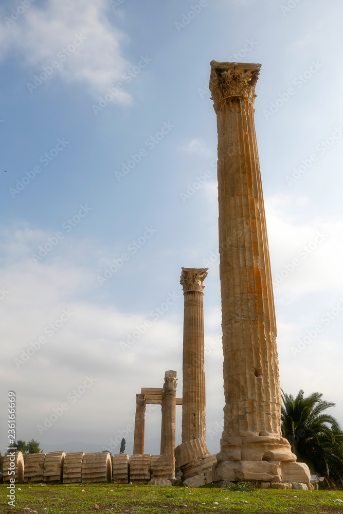 Historic Columns and Archeology at the Temple of Zeus in Athens, Greece