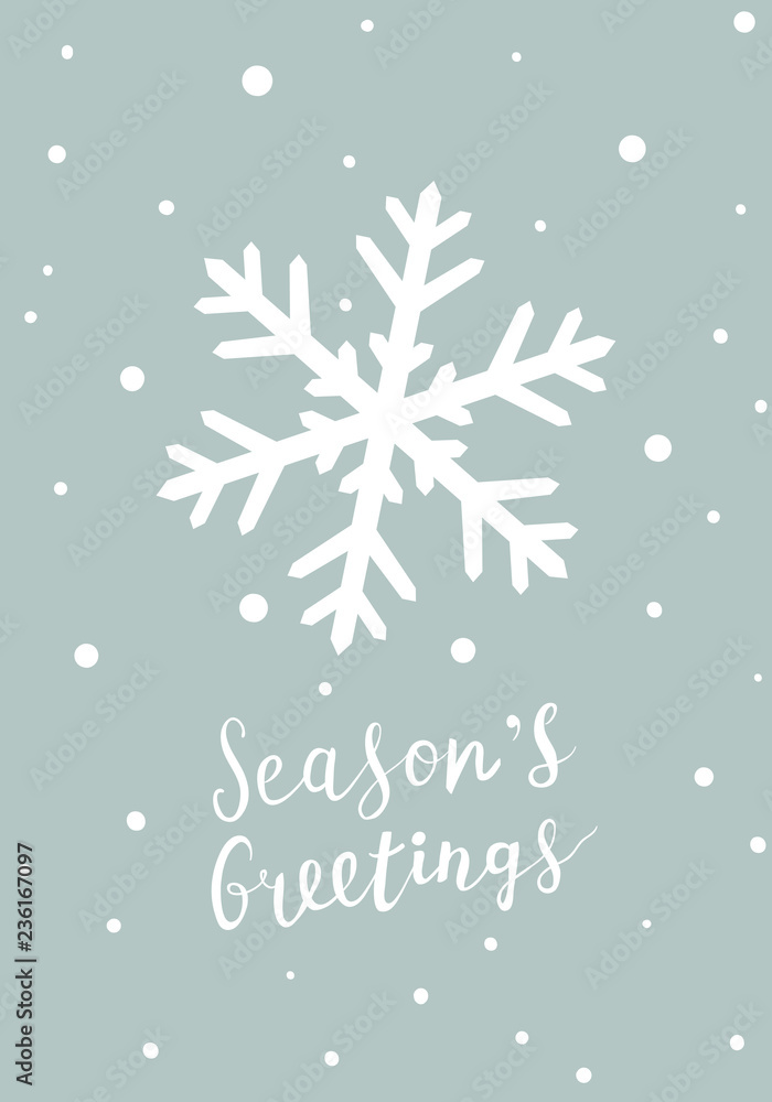 Fototapeta premium Christmas postcard with snowflake and hand written text