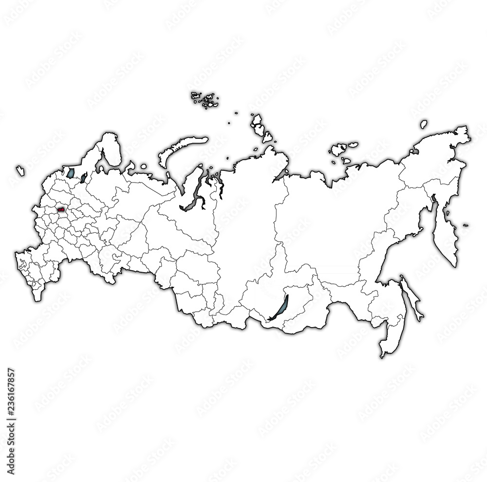 federal city of moscow  on administration map of russia