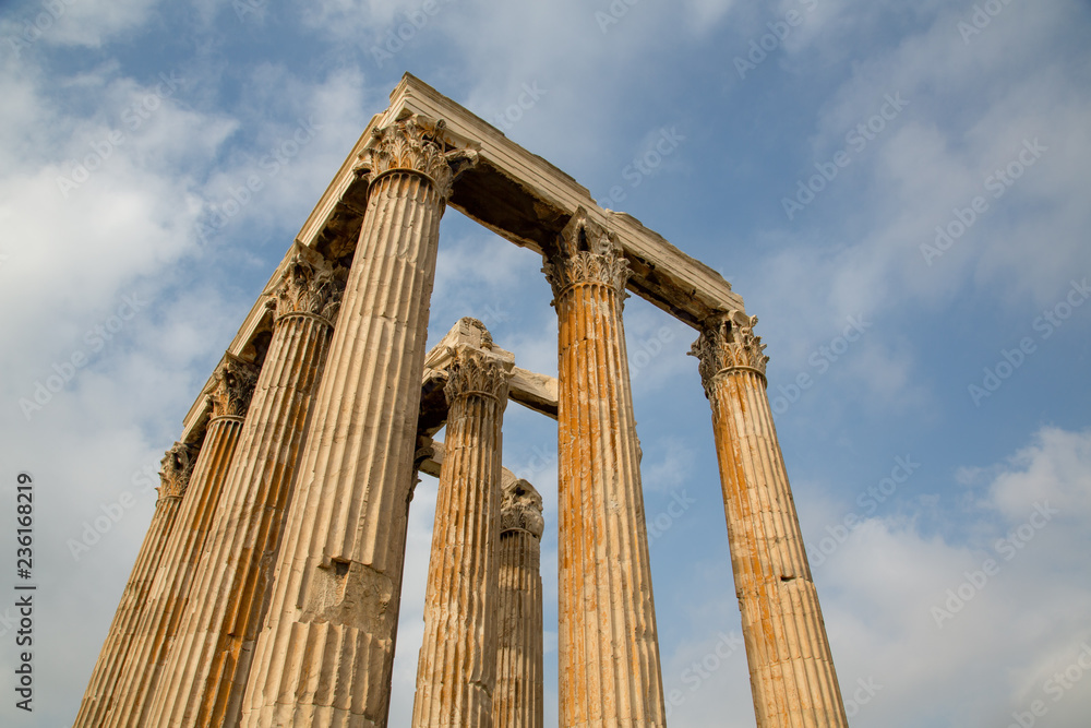 Historic Columns and Archeology at the Temple of Zeus in Athens, Greece