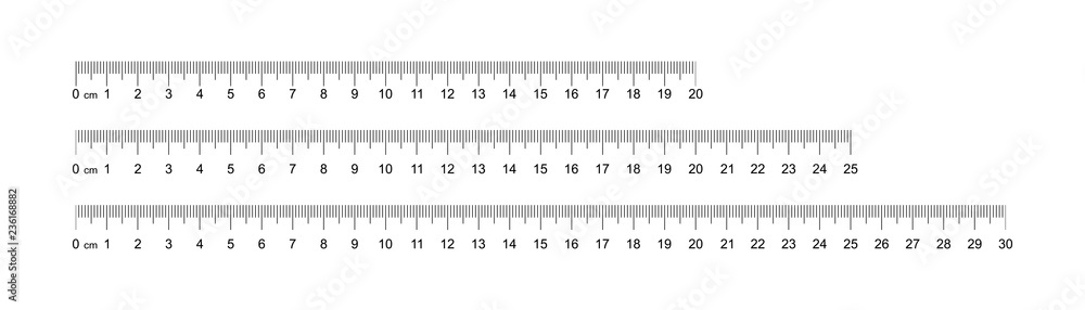 Ruler 20, 25, 30 cm. Set of ruler 20, 25, 30 cm. Measuring tool. Ruler scale. Grid cm. Size indicator units. Metric Centimeter size indicators. Vector Ruler 20, 25, 30 cm. Set of ruler 20, 25, 30 cm. Measuring tool. Ruler scale. Grid cm. Size indicator units. Metric Centimeter size indicators. Vector