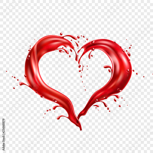 Vector red wine splash in heart shape