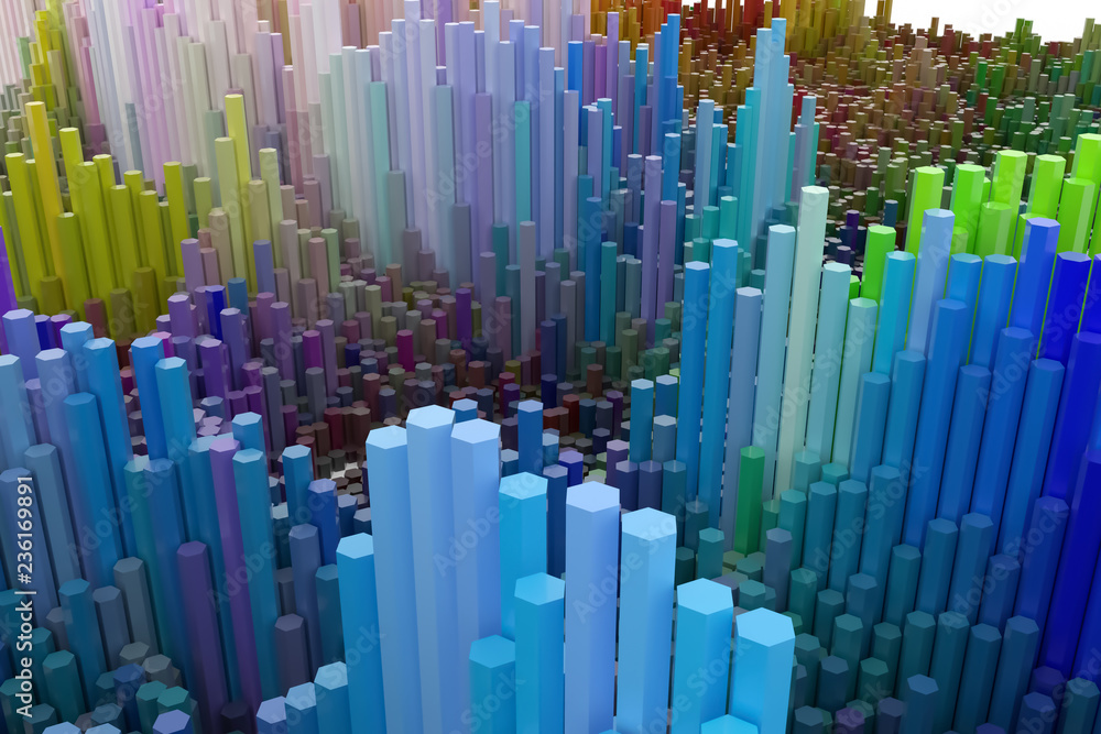 Obraz premium Decorative, illustrations shape composition, geometric structure block, for design texture background. Colorful 3D rendering.