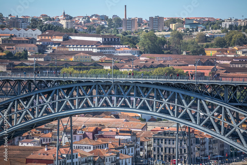 View of D. Luis bridge and Vila Nova de Gaia city as background