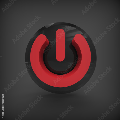 Power sign on black background. 3D image