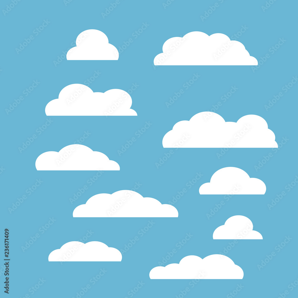 clouds set isolated on blue sky background clouds set isolated on blue sky background