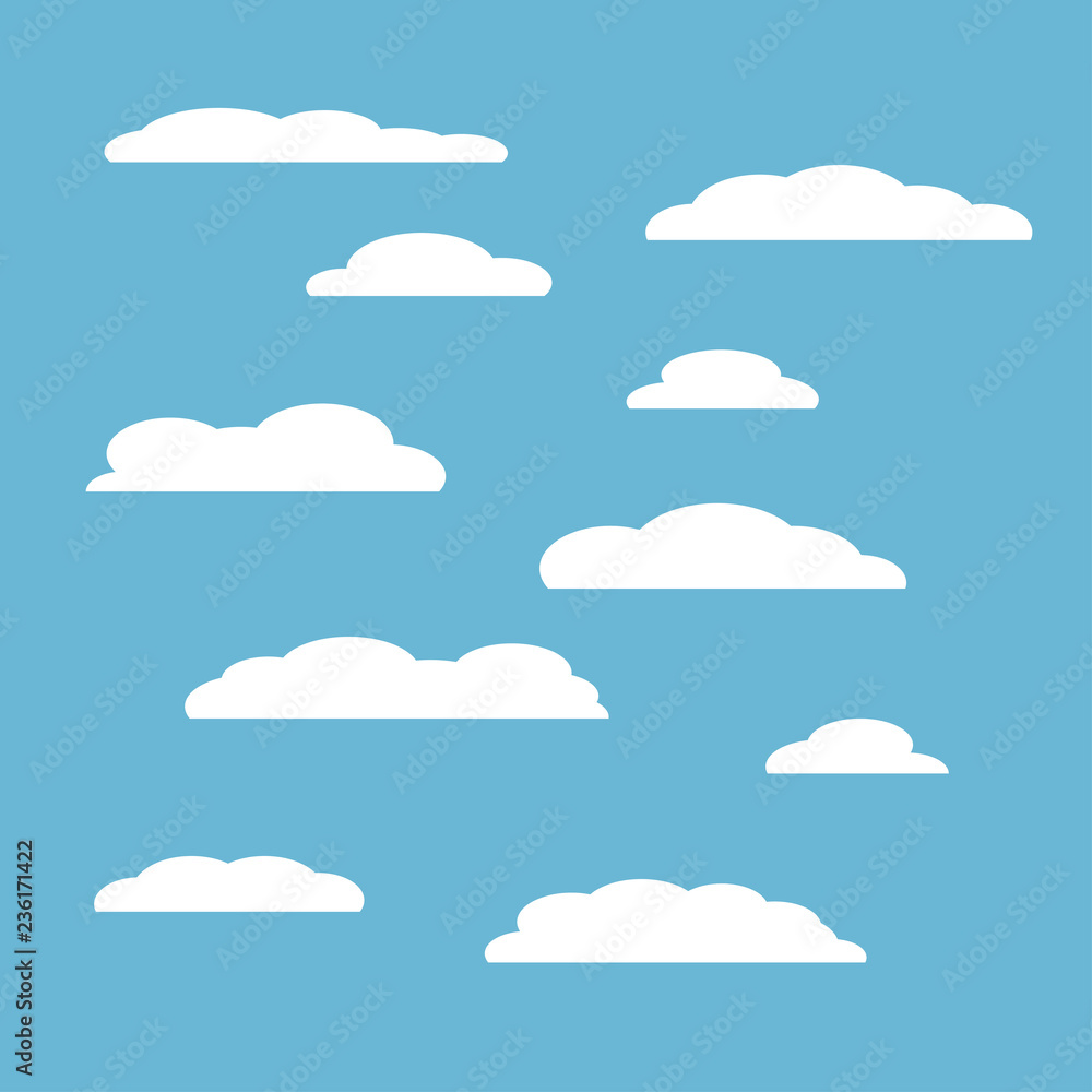 clouds set isolated on blue sky background clouds set isolated on blue sky background