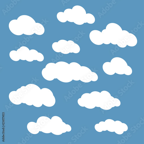 clouds set isolated on blue sky background