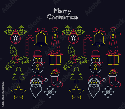 merry christmas objects neon lights