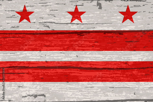 Washington DC State Flag On Old Timber