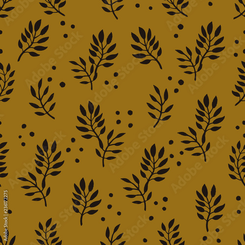 Seamless Floral Pattern. Fashion textile pattern with decorative branches on ...