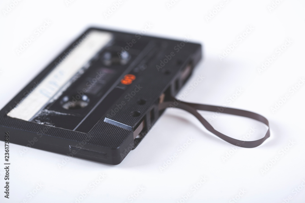 cassette retro tape on the white table background cassette retro tape on the white table background