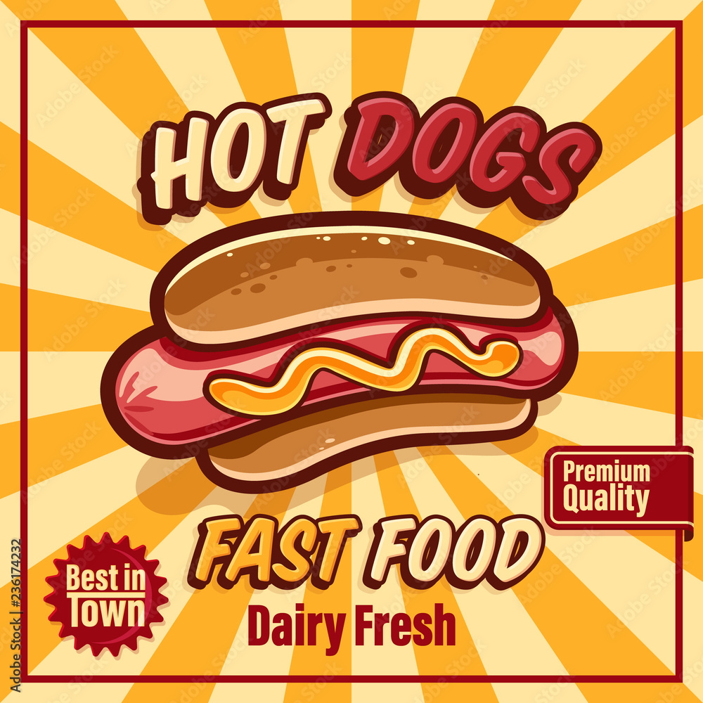 hot dogs banner retro Stock Vector | Adobe Stock