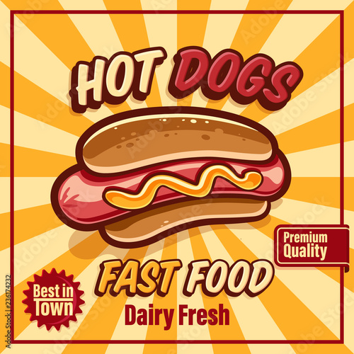 hot dogs banner retro