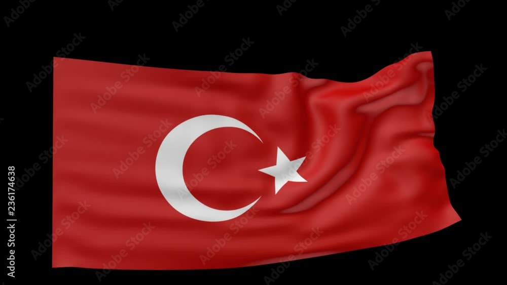 turkey flag over black background 3d animation turkey flag over black background 3d animation