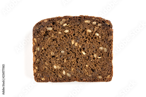 Rye bread slices isolated on white background