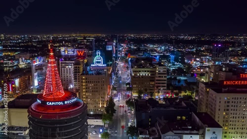Aerial view of Hollywood Boulevard in Los Angeles, Southern California