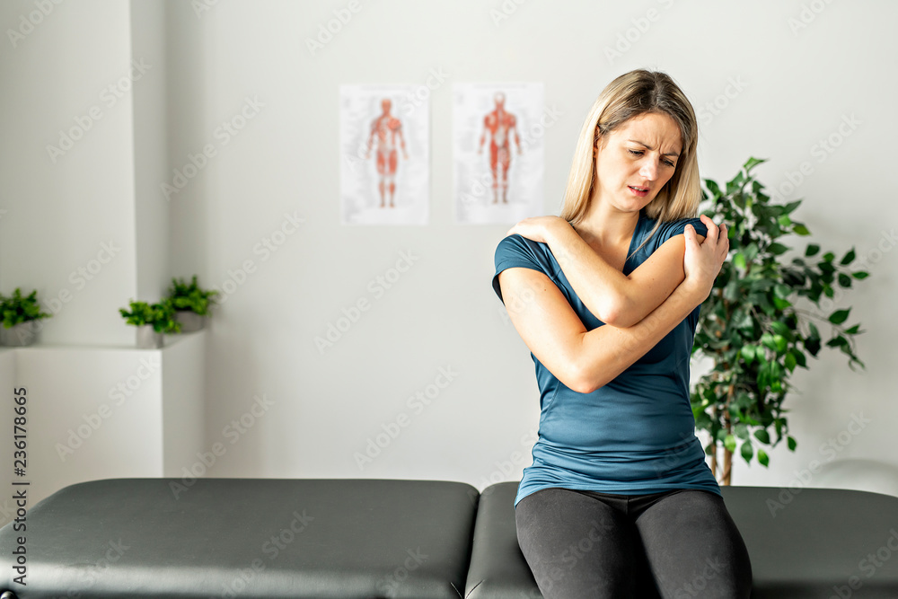 A Modern rehabilitation physiotherapy client waiting for treatment A Modern rehabilitation physiotherapy client waiting for treatment