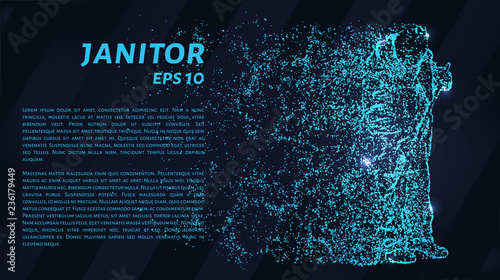 The janitor of the blue points of light. The janitor of the particles. Vector illustration.