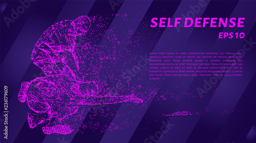 Self-defense of pink glowing dots. Particle self-defense. Vector illustration.