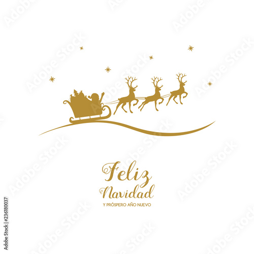 Feliz Navidad y Prospero Ano Nuevo - spanish Christmas wishes. Vector.
