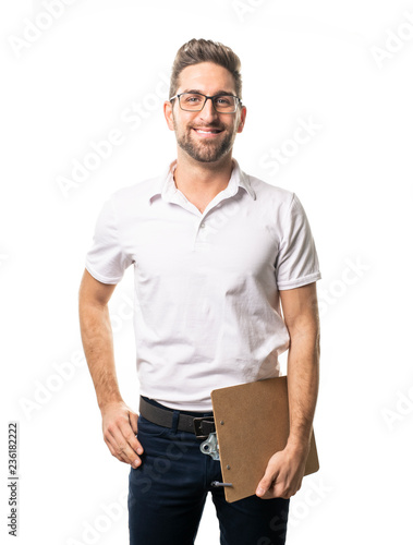 Obraz na plátně A Modern rehabilitation physiotherapy man over white background
