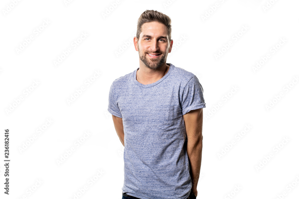 Fototapeta premium A guy in studio white background, great looking
