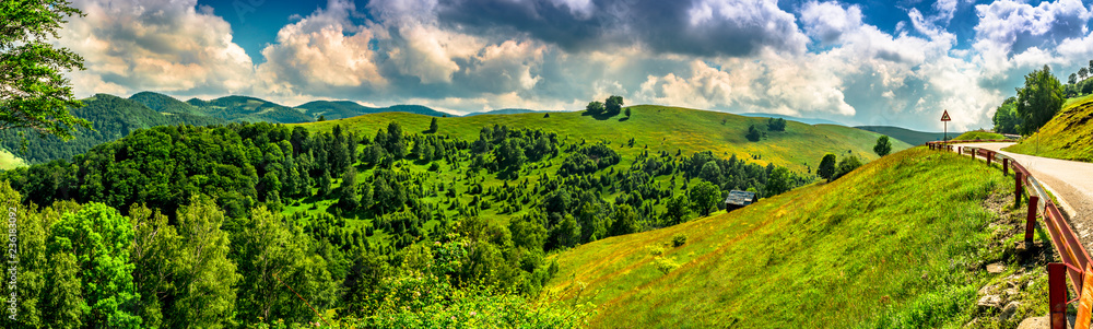 Fototapeta premium Road to the mountains, Paltinis resort area, Sibiu county, Romania