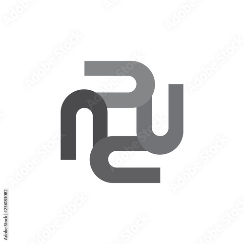 rotation nu letter logo design