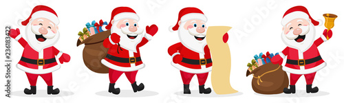 Set of Santa Claus in different poses. Christmas character photo