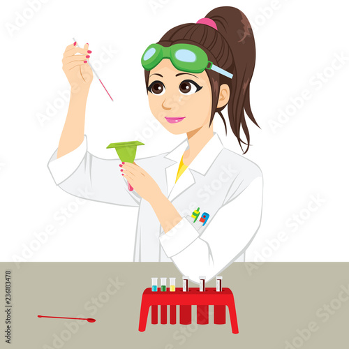 Beautiful young female scientist working on a chemistry experiment