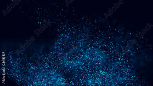 Abstract background of data flow. Network concept with spray. Futuristic technology element. 3D rendering.