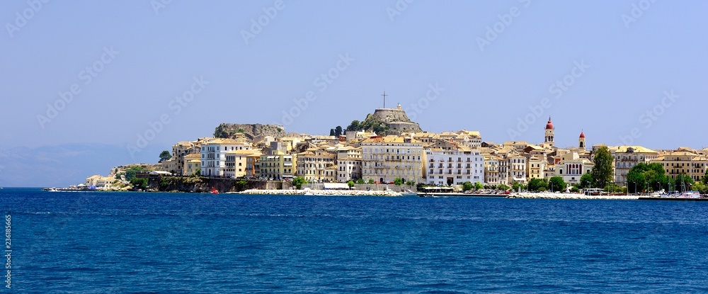 The old and new buildings of Corfu