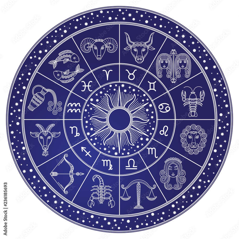 Horoscope and Astrology Circle, Zodiac Vector