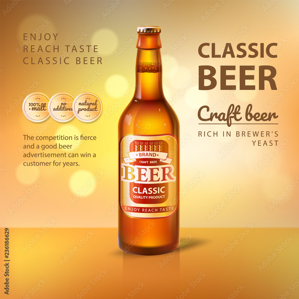 Craft Beer in Glass Bottle Promo Poster of Brewery Craft Beer in Glass Bottle Promo Poster of Brewery