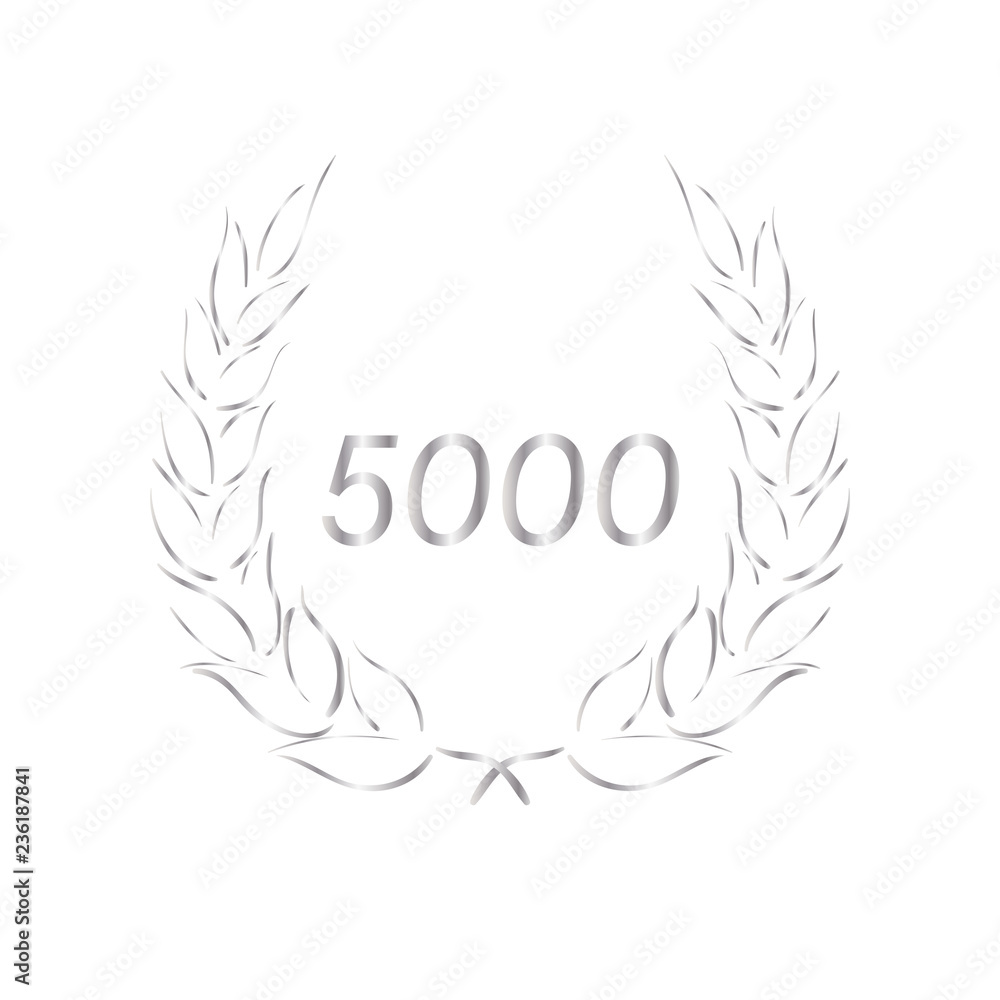 Obraz premium Lorbeerkranz - Jubiläum - 5000 - Piktogramm - Symbol - silber