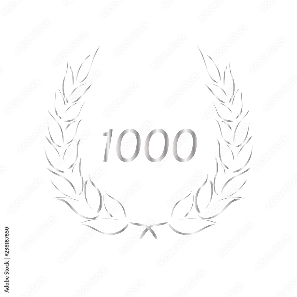 Lorbeerkranz - Jubiläum - 1000 - Piktogramm - Symbol - silber