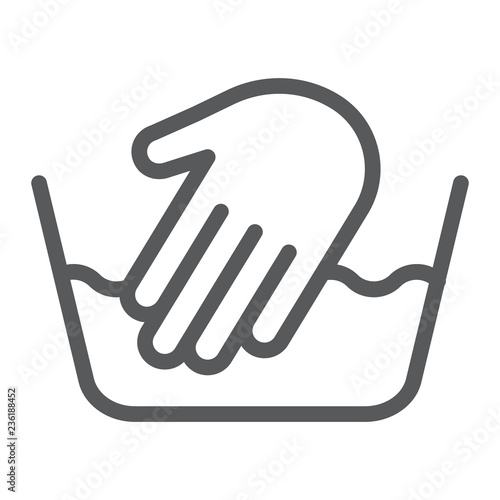 Hand washing line icon, laundering and wash, hand sign, vector graphics, a linear pattern on a white background.