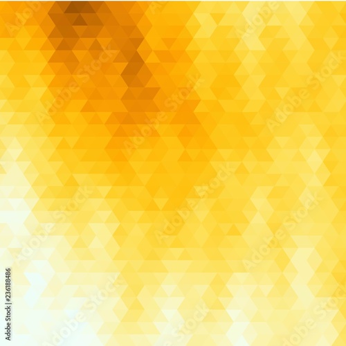 abstract vector stained-glass triangle mosaic background - golden yellow