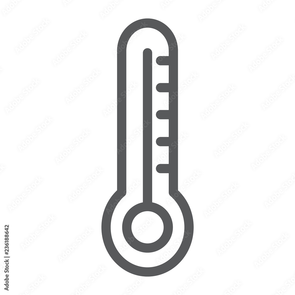 Temperature line icon, measurement and scale, thermometer sign, vector graphics, a linear pattern on a white background. Temperature line icon, measurement and scale, thermometer sign, vector graphics, a linear pattern on a white background.