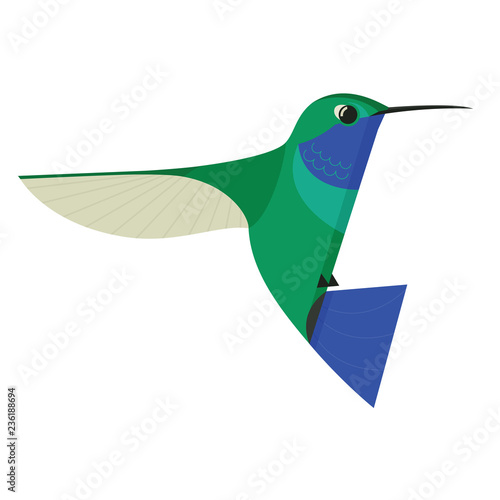 Humming bird icon Geometric cartoon flat Vector illustration Isolated object