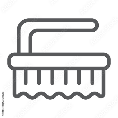 Brush line icon, clean and wash, scrub brush sign, vector graphics, a linear pattern on a white background.