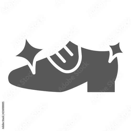 Shoe cleaning glyph icon, clean and shoes, shining footwear sign, vector graphics, a solid pattern on a white background.