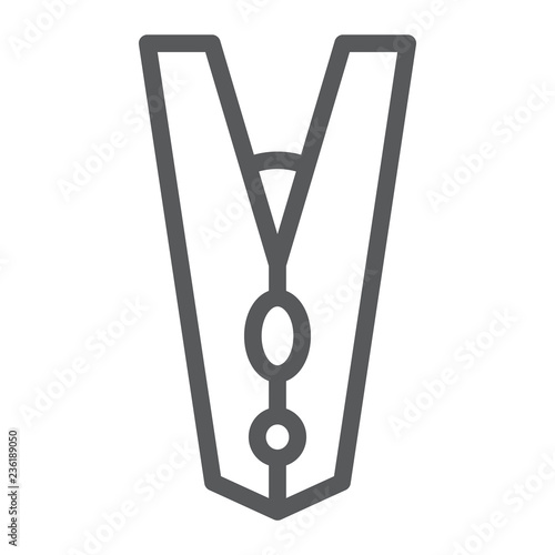 Clothespin line icon, laundry and clothes, clamp sign, vector graphics, a linear pattern on a white background.