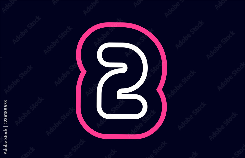 Naklejka premium pink white blue number 2 logo company icon design