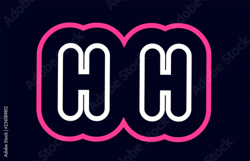 pink white blue alphabet combination letter hh h h logo company icon design