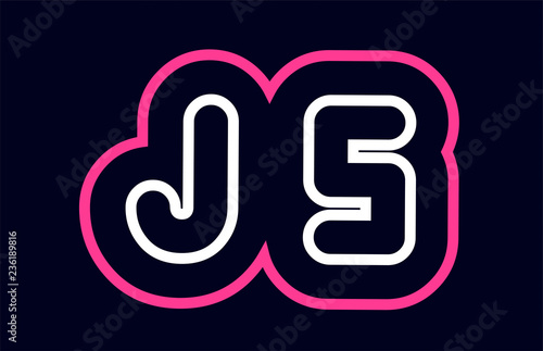 pink white blue alphabet combination letter js j s logo company icon design